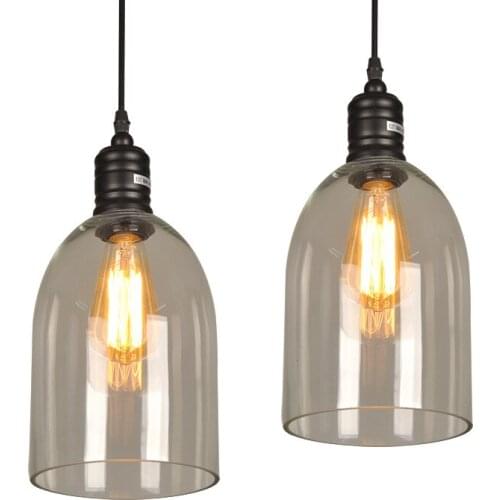 Retro Vintage Pendant Lights Clear Glass Lampshade Loft Pendant Lamps E27 110V 220V for Dinning Room Home Decoration Lighting