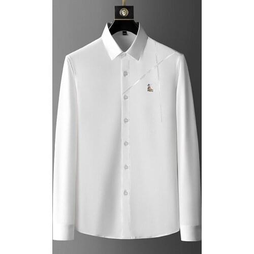 Fashion Social Casual Rhinestones Shirt Smoking Shirt 2021 Trend Brand High Quality Embroidery Mens Shirts Slim Formal Clothing