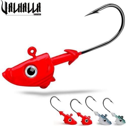 VALHALLA 1Pc Barbed Jig Head Fishhook for Worm Hooks 21.5g 32.5g Pike Perch Carp Fishing Barbed Hook Tackle for Soft Lures