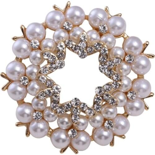 Edition style hollow hexagonal flower set auger temperament of pearl brooch brooches joker costume chain.scarves buckle