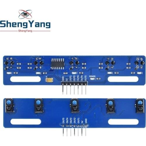 ShengYang 5 channel Infrared Reflective Sensor TCRT5000 KIT 5 way/road IR Photoelectric Switch Barrier Line Track Module