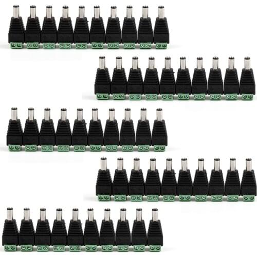Areyourshop 50Pcs 5.5 x 2.5mm DC Power Male Jack Plug For CCTV Monitor Camera