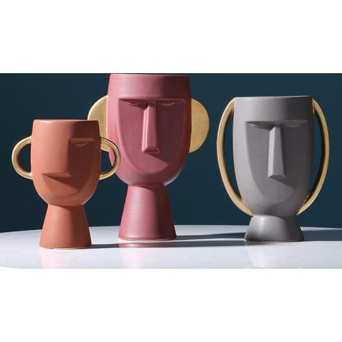 Nordic Face body ceramic Vase Human Head Body Flower Pot Human Face Modern Home Decoration Vase