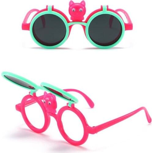 ZAOLIHU Small Round Kids Sunglasses Cartoon Pig Design Baby Eyeglasses Cute Party Children Sun Glasses UV400 Clear Lens Eyewear