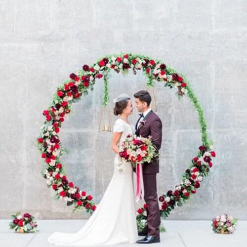 2M Wrought Iron Wedding Mariage Round Backdrop Arch Stand Birthday Party DIY Decor Stage Circle Arch Outdoor Background Frame
