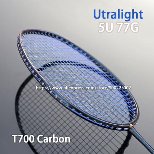 Ultralight 5U T700 Carbon Fiber Strung Badminton Racket With Strings Bag Professional Racquet Sports Force Padel