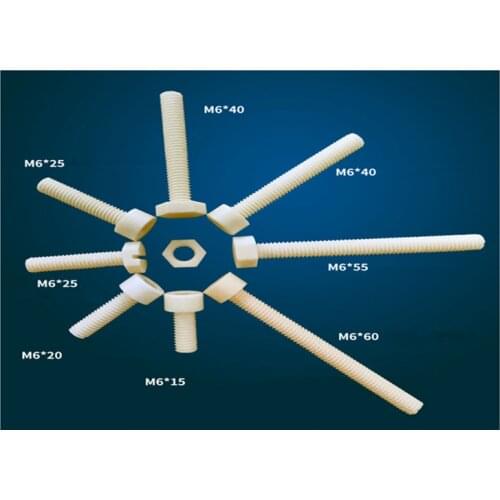 M6*55 aluminum outside the hexagonal ceramic screws / 95% alumina screws / anti-oxidation bolts / high temperature screws