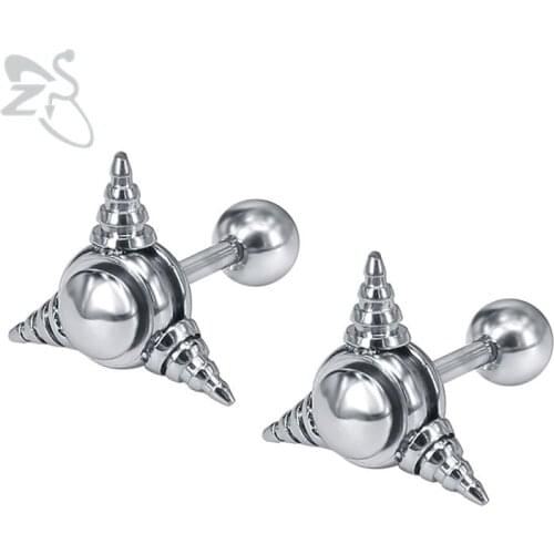 ZS Vintage Stud Earrings for Women Men Earring Jewelry 316L Stainless Steel Stud Earrings Triangle brinco pendientes mujer moda