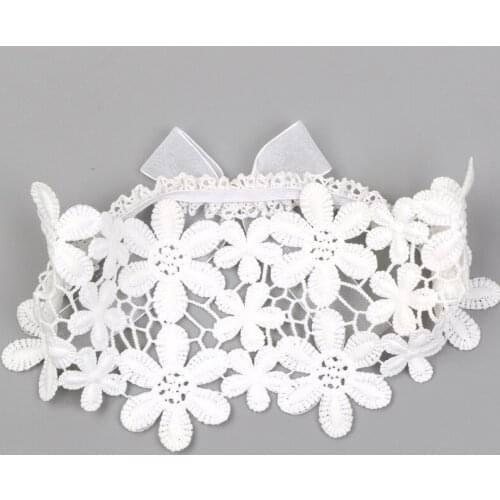 10pcs/lot White Lace Flower Girls Headband Soft Floral Kid Head Wrap Birthday Gift Hairbands