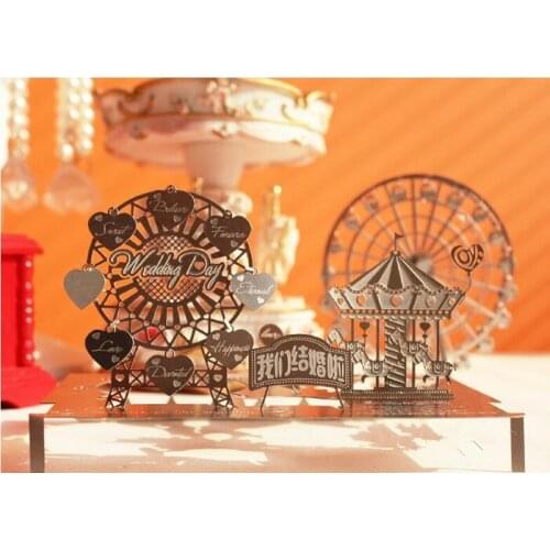 100PCS/LOT Exrtra Large Size Wedding Invitation Card Free Customized And Design Metal Carving Stereoscopic Flowers