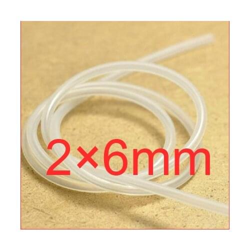 2mm ID 6mm OD 2X6 Transparent Silicone Rubber Tube Hose Pipe ( food grade ) medical flexible pipe,6 mm capillary tube