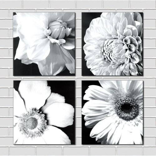 Unframed 4 Pieces picture Canvas Prints Imitation hand drawn Abstract oil painting Chrysanthemum leaf Perfume tree orchid