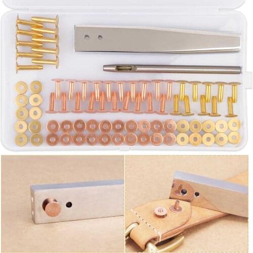 42pcs/set Multi-purpose Brass Leather Rivet Set 3.5mm Hole Punch Tool DIY Craft Fastener Rivet Button For Bag Belt Strap Wallet