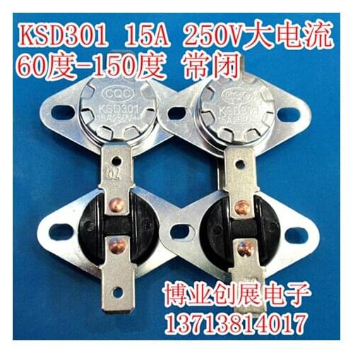 5pcs/15A 250V Temperature control switch KSD301 95 Degrees Celsius Normally closed (N.C) Thermostat Temperature switch