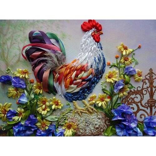 5D Diy Square Diamond Painting,Cross Stitch,Full Diamond Embroidery, Colored cock ,3D,Mosaic,Pattern, Rhinestones,Needlework