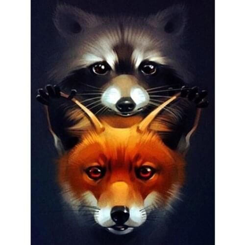 Diy Full Drill Round Rhinestones Animal Fox Diamant Painting Embroidery Home Decor Handmade Gifts Kit Hobby JX710