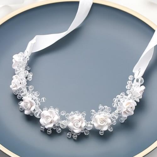 White Red Fashion Crystal Flower Party Hair Accessories Elegant New Hot Tiara Charm Wedding Headbande White Red Head Jewelry