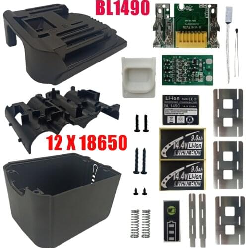 BL1490 Li-ion Battery Plastic Case Charging Protection Circuit Board LED PCB 9Ah Label LXT400 BL1430 BL1460 For MAKITA 14.4V