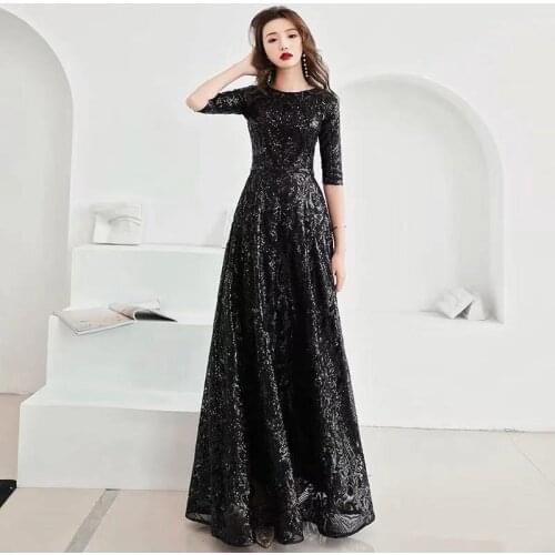 Sparkly Stylish Lace sexy Slim Seven-quarter sleeve party dress dress evening dress female Chinese Style Dress Improved Qipao