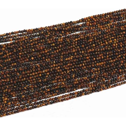 2mm 3mm Natural Round Yellow Tiger Eyes Stone Loose Spacer Beads For Fashion Jewelry Making DIY Bracelet Necklace Findings B393