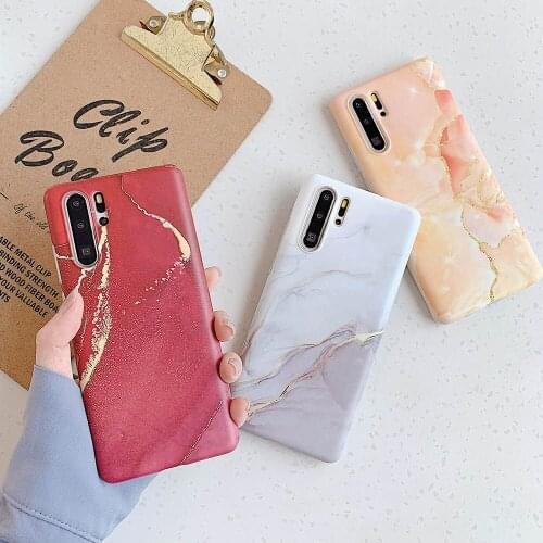 Phone Case For Huawei Mate 20 30 Pro Vintage Red Marble Back Cover For Huawei P20 P30 Lite P40 Pro IMD Matte Soft TPU Fundas