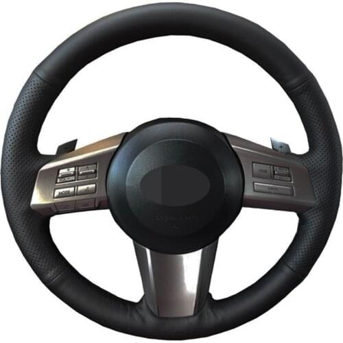 Car Steering Wheel Cover Hand-stitched Black Genuine Leather For Subaru Outback 2010 2011 2012 Legacy 2009-2012