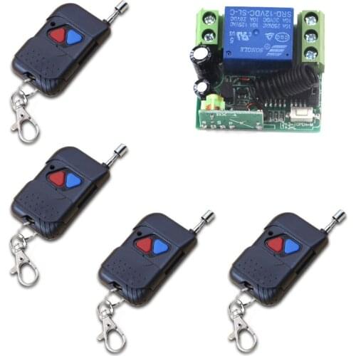 DC 12V 10A Wireless Remote Control Switch Remote Light Switch 1CH Mini Receiver +4 Transmitter Fixed Code 315Mhz