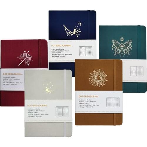 Eco-friendly Fabric/Linen Cover Journal Notebook A5 Ultra Thick White Paper Dot Grid Paper Notebook