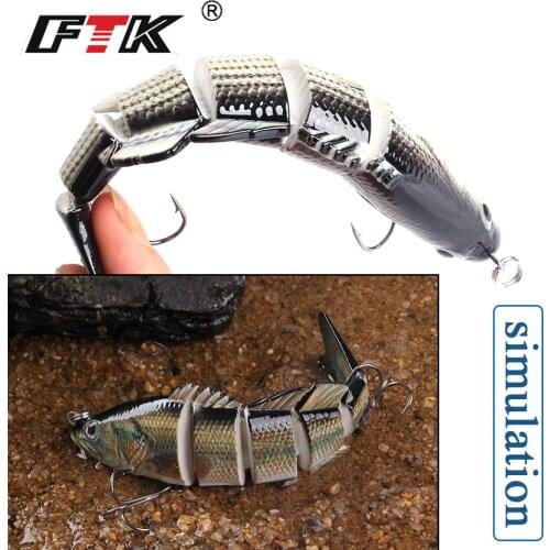 FTK Bass Fishing Lure 1pc Topwater Wobblers Tackle Multi Segment 150mm/40g Floating Hook Swim Bait Hard Sinking Crankbait HF
