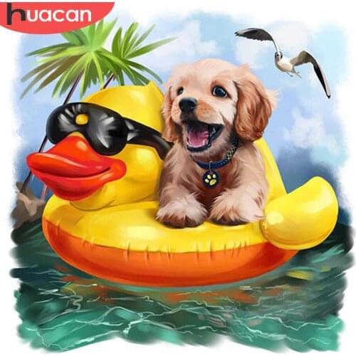 HUACAN 5D Diamond Painting Dog Full Square Round Diamond Art Cross Stitch Mosaic Animal Rhinestones Pictures Home Decoration