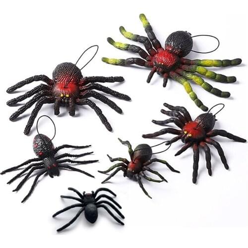 6pcs Fake Spiders Toy Figures Plastic Spider Realistic Spider Toy Figurines, Halloween Spiders Prank Spider for Boys and Girls