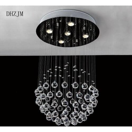 Modern Brief Chandelier Lighting K9 Transparent Crystal Lustres Pendant Lamp For Art Gallery Painted Corridor Salon Decorative