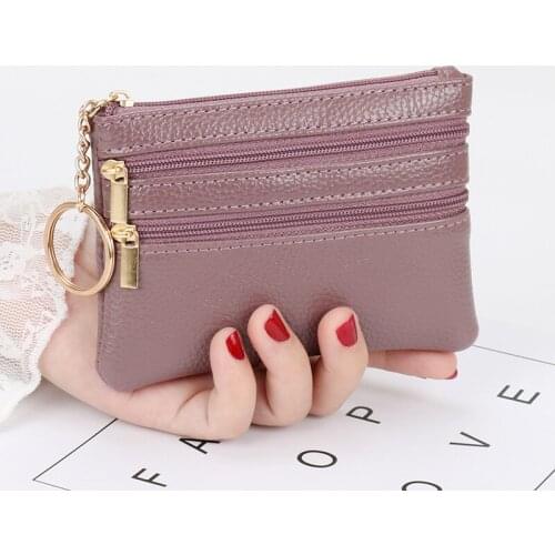 Mini Ladies Coin Purse Short Leather Small Wallet Multifunctional Drivers License Card Case Soft Leather Key Case Zipper Bag