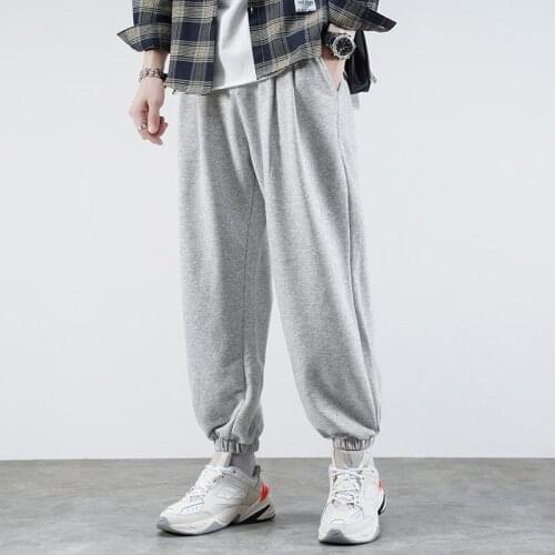 Men Loose Jogging Harem Pants 2021 Mens Spring Casual High Waist Elastic Drawstring Trousers Male Ankle Length Korean Sweatpants