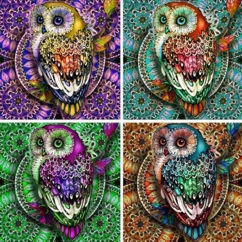 4 Pack Owl 5D DIY Diamond Painting Full Drill Rhinestone Embroidery Cross Stitch