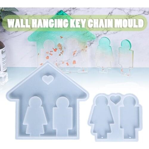 Wall Hanging Key Chain Mold Keychain Silicone Mould Couple Shape Epoxy Resin Casting Molds Lovers Pendant Jewelry Tools DIY