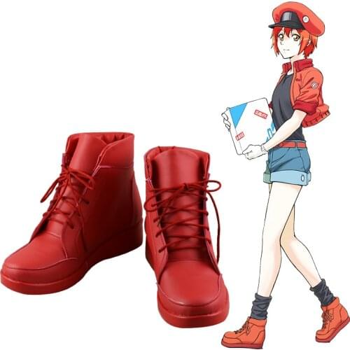 New Cells at Work! Erythrocite Red Blood Cell Cosplay Boots Anime Shoes Custom Made
