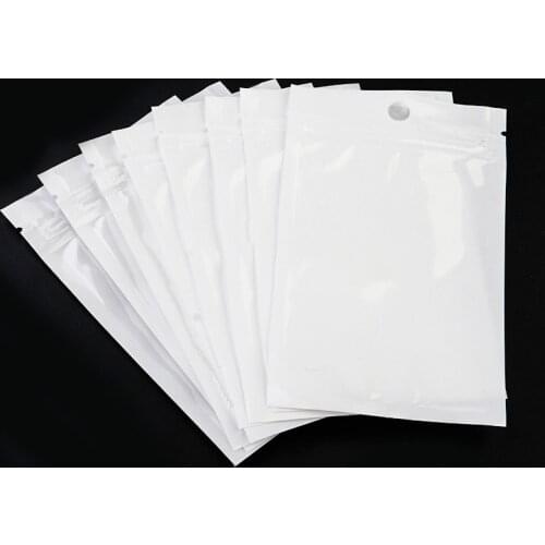 20-50Pcs/Bag Ziplock Bag White Reclosable Plastic Package For Beads Jewelry Spice Nail Powder Pouches