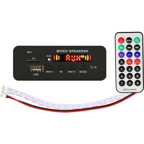 Bluetooth 5.0 MP3 WMA Decoder Board Module DC12V USB SD/TF AUX FM Call Audio Remote Control Recording Car