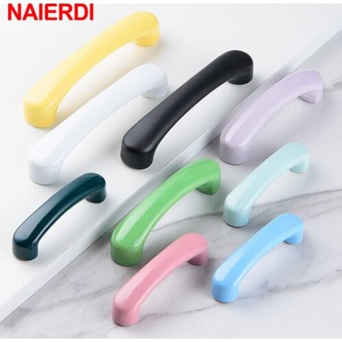 NAIERDI Nordic Macaron Colorful Cartoon Children Room Cabinet Pulls Ceramic Wardrobe Kitchen Drawer Knobs Door Handle for Kids