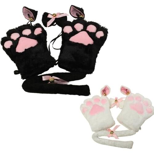 Kitten Cat Maid Cosplay Roleplay Anime Costume Gloves Paw Ear Tail Tie Party