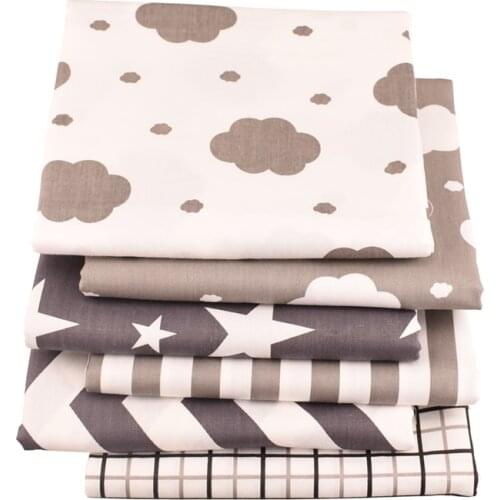 Clouds&Star Printed Twill Cotton Fabric For Sewing Quilting Gray Tissue Baby Bed Sheets Sleepwear Children Dress Skirt Material