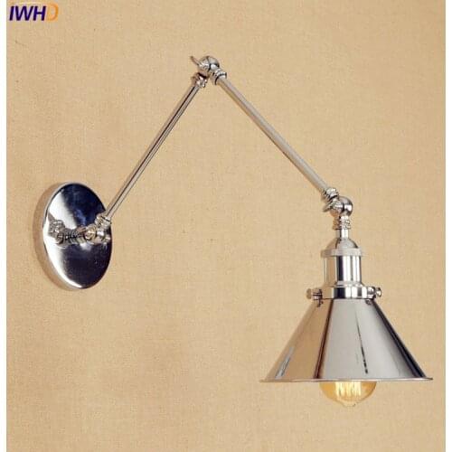 Silver Long Arm LED Wall Light Up Down Dinning Room Iron Loft Indutrial Vintage Wall Lamp Sconce Edison Arandelas Stair Lighting