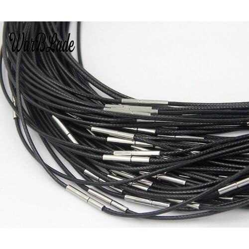1/1.5/2/3mm Necklace Cord Black Leather Cord Wax Rope Lace Chain With Stainless Steel Rotary Buckle For DIY Necklace Jewelry