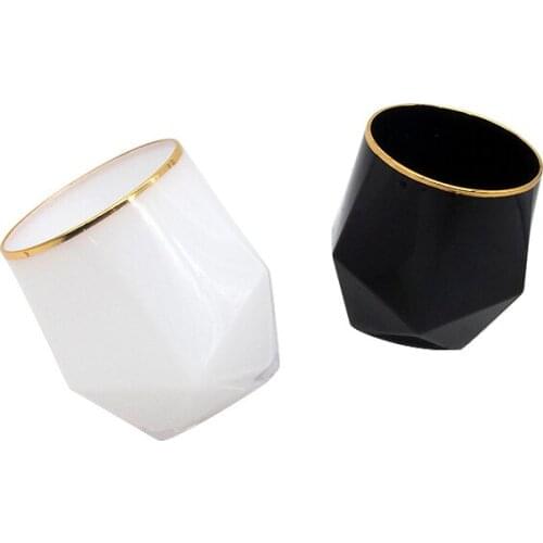 Geometry Whiskey Glass Diamond Crystal Glass Cup Golden Rim Transparent Coffee Milk Tea Mug Home Bar Drinkware Couple Glass Cup