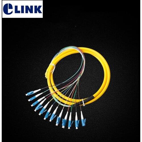 12core 1.5mtr fiber pigtails LC/UPC bundle type SingleMode ftth 12 colored optical fibre pigtail A class ferrule factory ELINK