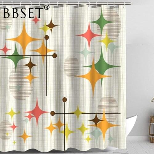 Stars Shower Curtain Fairy Tale Colorful Stars Pattern Waterproof Multi-size Douchegordijn Kids Bathroom Decor with 12 Hooks
