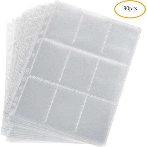 9-Card Protector Sleeves Pocket Gaming Trading Card Tarrot Card Album Pages Binder Sheets for Stickers Stamps Card Page Storage
