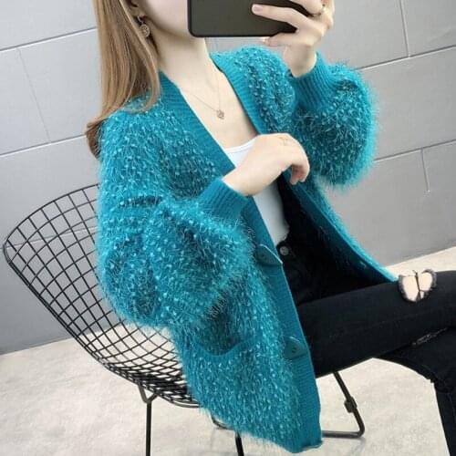 Plus Size Knitted Short Wool Sweater Cardigan Women Loose Coat 2020 New Spring Autumn Korean Lazy Wind Sweaters Jackets Female
