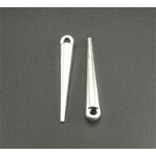 10 Pcs Silver Color Metal Pin Spikes Charms Handmade Charms Pendants Jewelry Findings 34x5mm A21